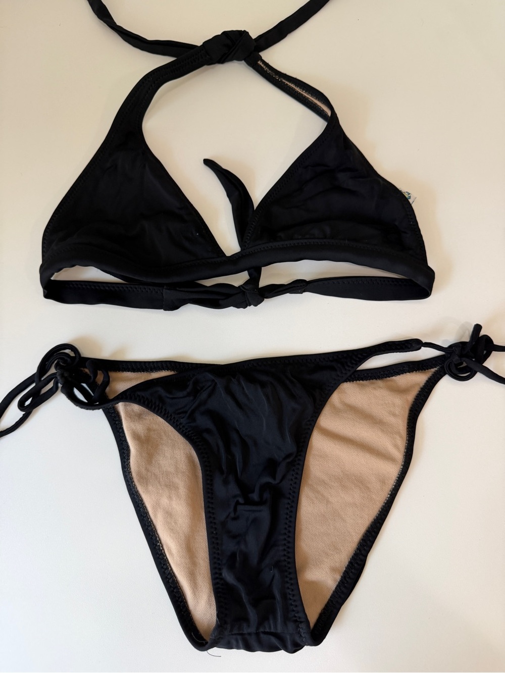 Women's Black Tie-Side Bikini Set - Classic Halter Two-Piece